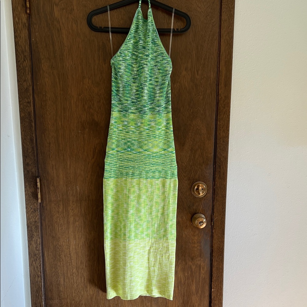 Green Halter Neck knit Dress future collective